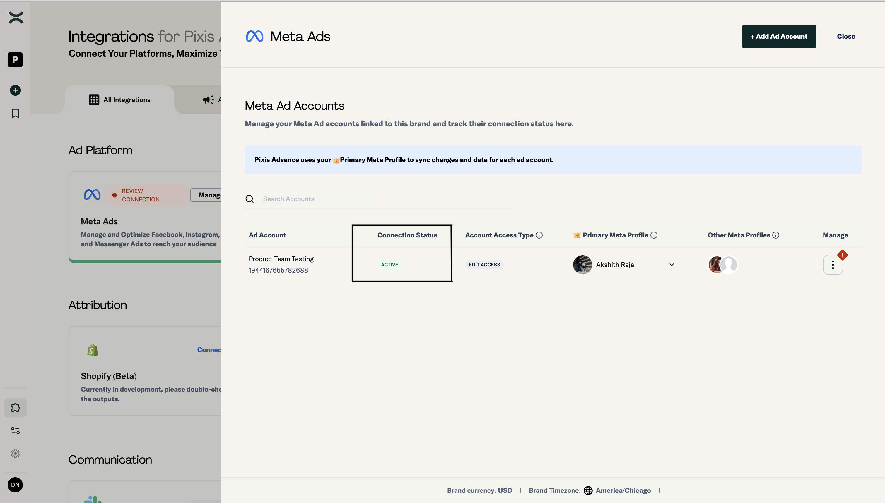 Ad Account Selection